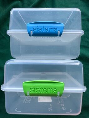 Sistema Clear Food Storage Containers with Blue and Green Latches - 2-Pack